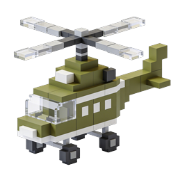 Voxel Helicopter 3D Isometric Icon - Military Style