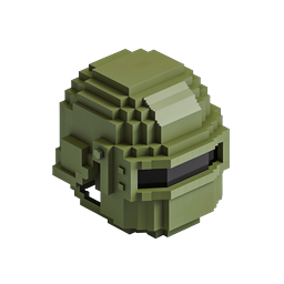 Icono 3D de casco militar Voxel