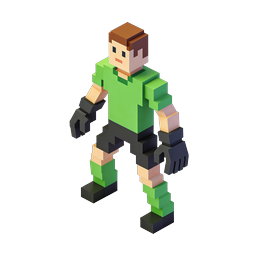 Voxel Hero Character - 3D Isometric Blocky Gaming Icon
