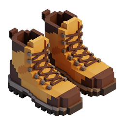 Voxel Hiking Boots Icon - 3D Pixel Art Footwear