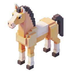 Voxel 3D Horse Icon - Isometric Pixel Art