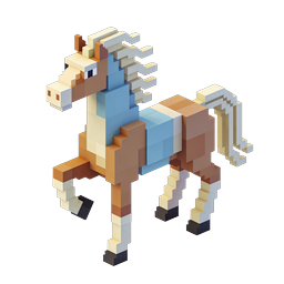 3D Voxel Horse Icon - Isometric Block Animal