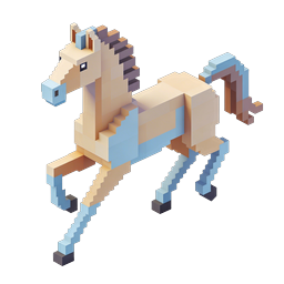 Isometric Voxel Horse Icon - 3D Blocky Animal