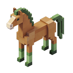 Voxel Horse Icon - 3D Block-Style Gaming Asset