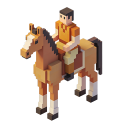 Voxel Horse Rider 3D Pixel Art Icon for Games