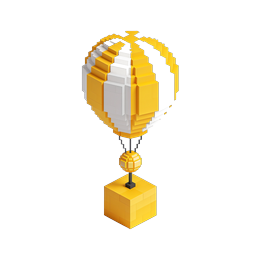 Voxel Hot Air Balloon 3D Icon - Isometric Pixel Art Design