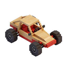 Ícone de Carro Hot Rod Voxel - Veículo de Corrida 3D Pixel Art