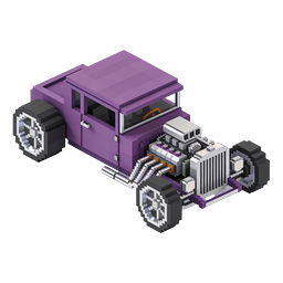 Voxel Hot Rod Car Icon - Purple 3D Pixel Art Vehicle
