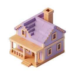 Isometric Voxel House Icon - 3D Pixel Art Building