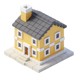 Voxel House Isometric 3D Building Icon for Real Estate
