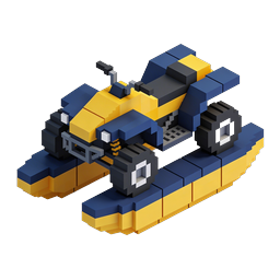 ไอคอน 3D ยานโฮเวอร์คราฟต์แบบ Voxel - ยานพาหนะสไตล์บล็อกไอโซเมตริก