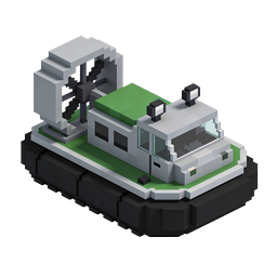 Voxel Hovercraft Isometric 3D Icon for Game UI