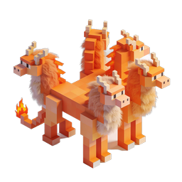 Voxel Hydra Dragon 3D Icon - Multi-Headed Mythical Beast