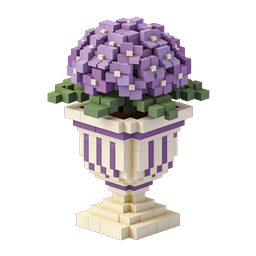 Voxel Hortensientopf 3D-Icon | Kubische Blumenillustration