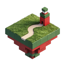 Isometric Voxel Island Tower - 3D Game Asset Icon