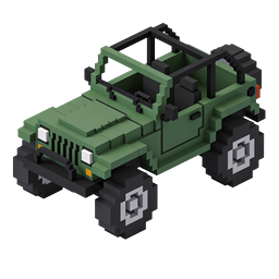 Voxel Off-Road Jeep Icon - Isometric 3D Military Vehicle
