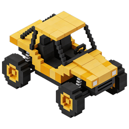 Иконка желтого джипа в стиле воксель - 3D Pixel Art транспорт