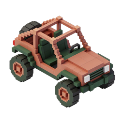 Icona veicolo off-road Jeep in Voxel - Pixel Art 3D