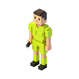 Isometric Voxel Character Holding Car Key Icon