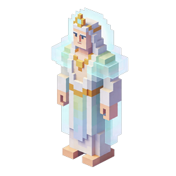 Icône de personnage Voxel King - Figure royale en 3D Pixel Art
