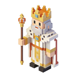 Voxel King Character 3D Icon - Royalty Game Asset