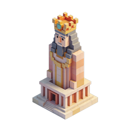 Voxel King Statue Icon - Isometric Royalty 3D