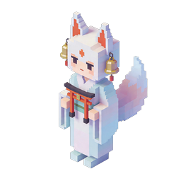 Voxel Kitsune Shrine Maiden Icon - Japanese Fox Spirit