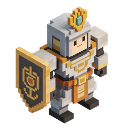 Voxel Knight Warrior Character Icon - 3D Blocky Style