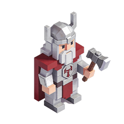 Voxel-Ritter-Krieger-Icon - 3D-Mittelalterheld mit Hammer