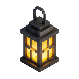 Voxel Lantern Icon - 3D Blocky Light Source Design