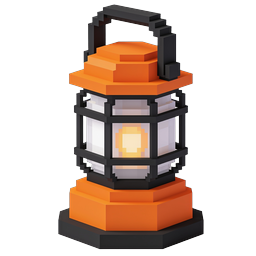 Voxel Lantern Icon - 3D Isometric Pixel Art Design