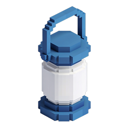 Voxel Lantern 3D Icon - Blue & White Block Design