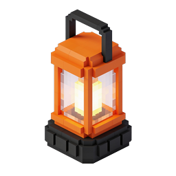 Voxel Lantern 3D Icon - Isometric Block Art Style