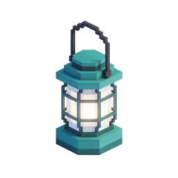 Voxel Lantern 3D Icon - Isometric Gaming Design