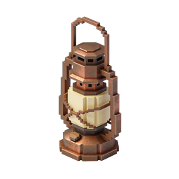 Ícone de Lanterna Voxel | Lâmpada Pixel Art 3D Isométrica