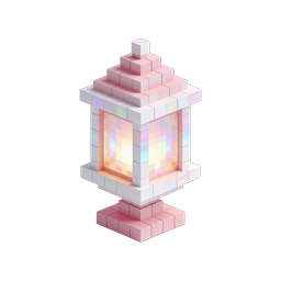 Voxel Lantern 3D Icon - Pink & White Pixel Art Design