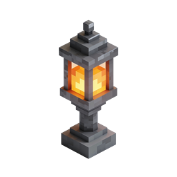 Voxel Lantern Icon | Pixel-Style Stone Lamp Design