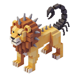 Voxel Lion Scorpion Mythical Creature 3D Icon
