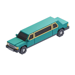 Isometric Voxel Luxury Limousine Car Icon for Games