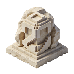 Voxel Marble Skull Sculpture Icon | 3D Pixelated Stone Art