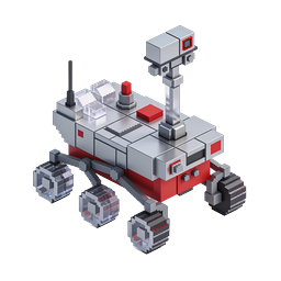 Biểu tượng 3D Xe tự hành Sao Hỏa Voxel - Thiết kế khám phá vũ trụ