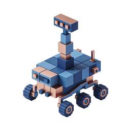 Biểu tượng Xe tự hành Sao Hỏa Voxel - Thiết bị thám hiểm không gian 3D Isometric