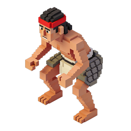 Voxel Martial Artist Fighter Icon - 3D Blocky Boxing Character
