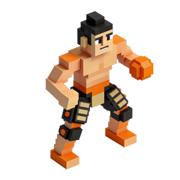 Voxel Martial Artist Fighter Icon | 3D Boxing Character