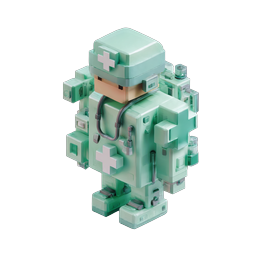 Voxel 医生角色 3D 图标 - 等轴测医生