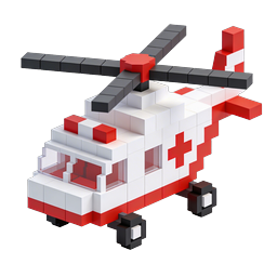 Voxel Medical Rescue Helicopter 3D Icon