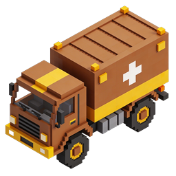 Voxel Medical Truck Icon - Blocky 3D Vehicle