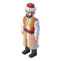Voxel Medieval Merchant 3D Character Icon