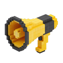 Иконка мегафона в стиле Voxel | 3D изометрический блочный стиль