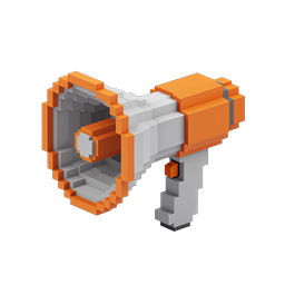 マーケティング用 Voxel 3D アイソメトリック・メガホンアイコン